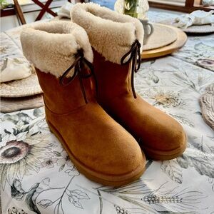 UGG Tan Shearling-Lined Winter Boots